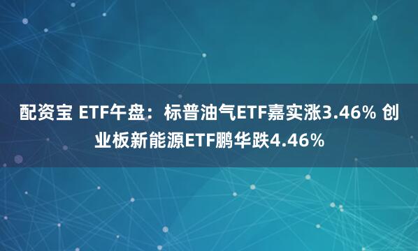 配资宝 ETF午盘：标普油气ETF嘉实涨3.46% 创业板新能源ETF鹏华跌4.46%